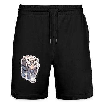 Tiger Wildcat Tiger Baby Baby Tiger Africa - Stanley/Stella Trainer Unisex Organic Jogging Shorts - black - Front - Nik (191cm) & Marisol (170cm)