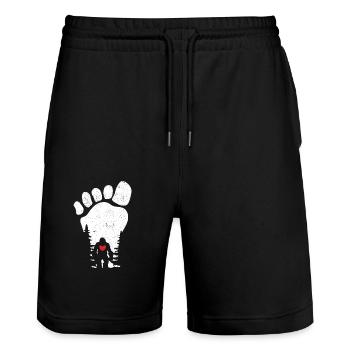 Bigfoot-Herz-Valentinstag-Sasquatch-Liebhaber-Paar - Stanley/Stella Unisex Bio Joggingshorts Trainer  - Schwarz - Vorne - Nik (191cm) & Marisol (170cm)