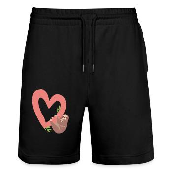 Sloth, Valentine's Day, Sloth, Sloth, Valentine - Stanley/Stella Trainer Unisex Organic Jogging Shorts - black - Front - Nik (191cm) & Marisol (170cm)