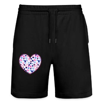 Blue Pink Polka Dot Heart International Dot - Stanley/Stella Trainer Unisex Organic Jogging Shorts - black - Front - Nik (191cm) & Marisol (170cm)