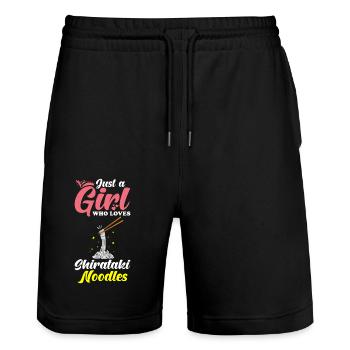 Shiritaki Noodles - Stanley/Stella Trainer Unisex Organic Jogging Shorts - black - Front - Nik (191cm) & Marisol (170cm)