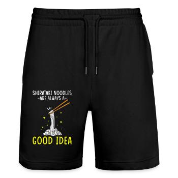 Shiritaki Noodles - Stanley/Stella Trainer Unisex Organic Jogging Shorts - black - Front - Nik (191cm) & Marisol (170cm)