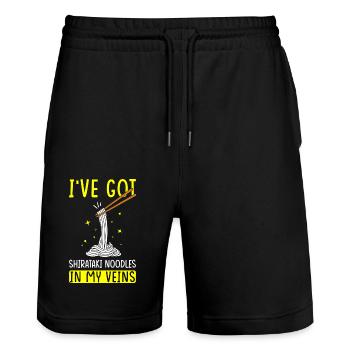 Shiritaki Noodles - Stanley/Stella Trainer Unisex Organic Jogging Shorts - black - Front - Nik (191cm) & Marisol (170cm)