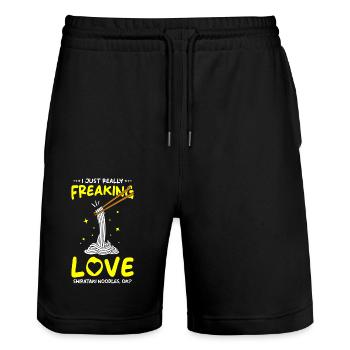 Shiritaki Noodles - Stanley/Stella Trainer Unisex Organic Jogging Shorts - black - Front - Nik (191cm) & Marisol (170cm)