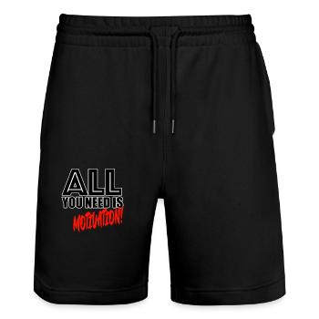 All you need is motivation! - Stanley/Stella Unisex Bio Joggingshorts Trainer  - Schwarz - Vorne - Nik (191cm) & Marisol (170cm)