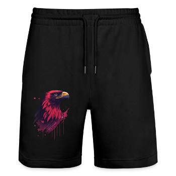 Adler Stolz Sport und Nation Wappen Maskottchen - Stanley/Stella Unisex Bio Joggingshorts Trainer  - Schwarz - Vorne - Nik (191cm) & Marisol (170cm)