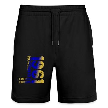 1961 November Limited Edition 62nd Birthday Decoration - Stanley/Stella Trainer Unisex Organic Jogging Shorts - black - Front - Nik (191cm) & Marisol (170cm)