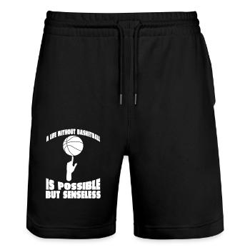 Basketball Basketballspieler Basketballteam - Stanley/Stella Unisex Bio Joggingshorts Trainer  - Schwarz - Vorne - Nik (191cm) & Marisol (170cm)