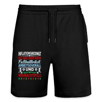 Aufgrund der Preiserhöhung - Weihnachtsspruch - Stanley/Stella Unisex Bio Joggingshorts Trainer  - Schwarz - Vorne - Nik (191cm) & Marisol (170cm)