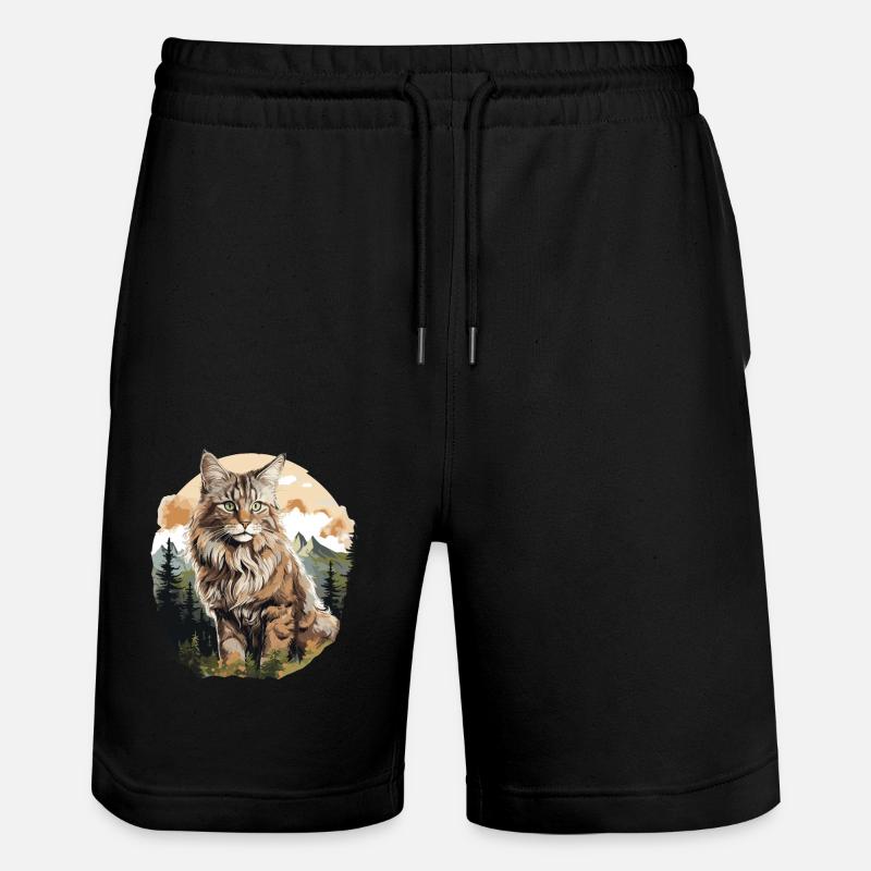 Norwegian Forest Cat - Stanley/Stella Unisex Bio Joggingshorts Trainer  - Schwarz