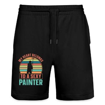 House Painter Decorator Girlfriend - Stanley/Stella Unisex Bio Joggingshorts Trainer  - Schwarz - Vorne - Nik (191cm) & Marisol (170cm)