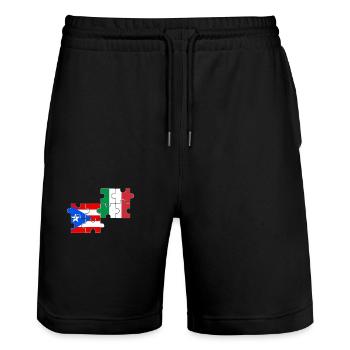 Porto Rico Italie Drapeau Portoricain - Short de jogging bio TRAINER Stanley/Stella unisexe - noir - Devant - Nik (191cm) & Marisol (170cm)