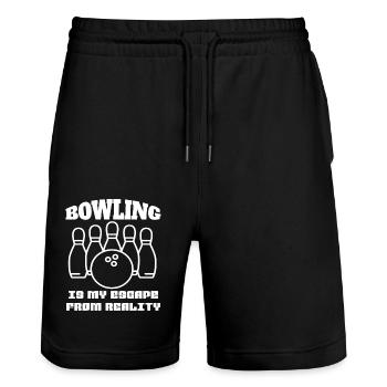 Club de bowling Club de bowling Club de bowling Bowler - Short de jogging bio TRAINER Stanley/Stella unisexe - noir - Devant - Nik (191cm) & Marisol (170cm)