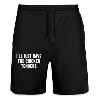 I'll just have the chicken tenders funny quote - Stanley/Stella Unisex Bio Joggingshorts Trainer  - Schwarz - Vorne - Nik (191cm) & Marisol (170cm)