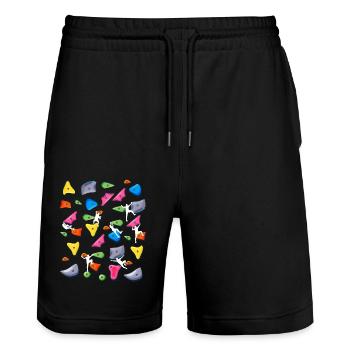 Klettern - Bouldern Boulder - Stanley/Stella Unisex Bio Joggingshorts Trainer  - Schwarz - Vorne - Nik (191cm) & Marisol (170cm)