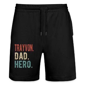 Trayvon Dad Hero - Stanley/Stella Trainer Unisex Organic Jogging Shorts - black - Front - Nik (191cm) & Marisol (170cm)