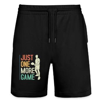 Just One More Game Player Pickleball - Stanley/Stella Trainer Unisex Organic Jogging Shorts - black - Front - Nik (191cm) & Marisol (170cm)
