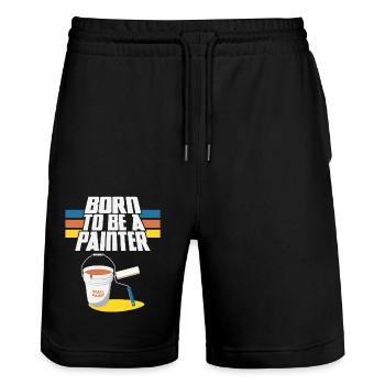 House Painter Decorator Born To Be - Stanley/Stella Trainer Unisex Organic Jogging Shorts - black - Front - Nik (191cm) & Marisol (170cm)