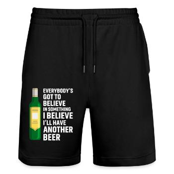 Lustiger Bier Spruch Alkohol - Stanley/Stella Unisex Bio Joggingshorts Trainer  - Schwarz - Vorne - Nik (191cm) & Marisol (170cm)