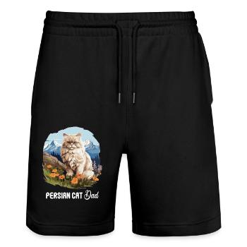 Persian Cat Perser Katze - Stanley/Stella Trainer Unisex Organic Jogging Shorts - black - Front - Nik (191cm) & Marisol (170cm)