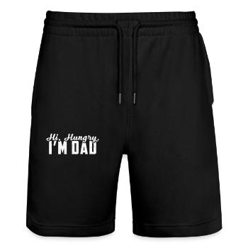 Salut Hungry, I’m Dad Drôle Fête des Pères Papa Blague Jeu de mots - Short de jogging bio TRAINER Stanley/Stella unisexe - noir - Devant - Nik (191cm) & Marisol (170cm)