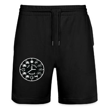 Eat Sleep Road Bike Repeat Cycling - Stanley/Stella Trainer Unisex Organic Jogging Shorts - black - Front - Nik (191cm) & Marisol (170cm)