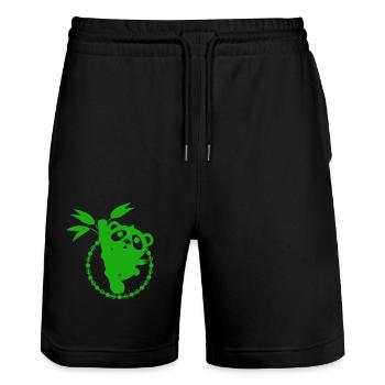 Bär - Panda Wald Natur Freiheit wild - Stanley/Stella Unisex Bio Joggingshorts Trainer  - Schwarz - Vorne - Nik (191cm) & Marisol (170cm)
