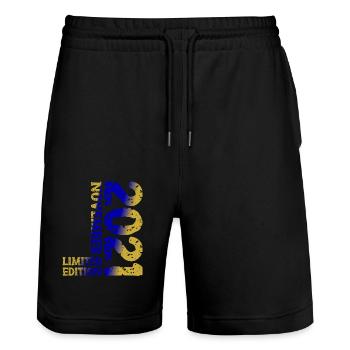 2021 November Limited Edition 2nd Birthday Decoration - Stanley/Stella Trainer Unisex Organic Jogging Shorts - black - Front - Nik (191cm) & Marisol (170cm)