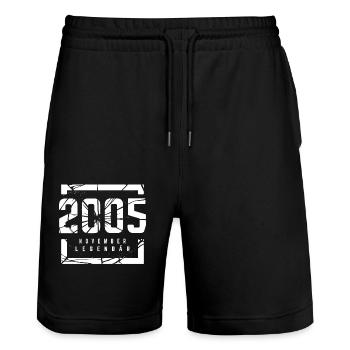 November 2005 Legendär 18 Jahren Mann Frau Geburt - Stanley/Stella Unisex Bio Joggingshorts Trainer  - Schwarz - Vorne - Nik (191cm) & Marisol (170cm)