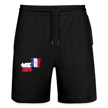 Pologne France Vintage drapeau polonais - Short de jogging bio TRAINER Stanley/Stella unisexe - noir - Devant - Nik (191cm) & Marisol (170cm)