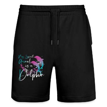 Dolphin My Spirit Animal Is A - Stanley/Stella Trainer Unisex Organic Jogging Shorts - black - Front - Nik (191cm) & Marisol (170cm)