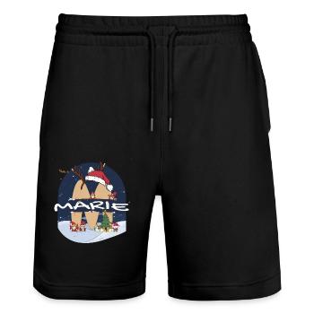 Génial Marie nom w chapeau de père Noël dans le thème de Noël - Short de jogging bio TRAINER Stanley/Stella unisexe - noir - Devant - Nik (191cm) & Marisol (170cm)