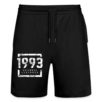 November 1993 Legendär 30 Jahren Mann Frau Geburt - Stanley/Stella Unisex Bio Joggingshorts Trainer  - Schwarz - Vorne - Nik (191cm) & Marisol (170cm)