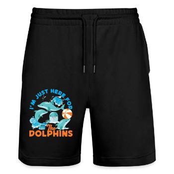 Dauphin Je suis juste là pour le - Short de jogging bio TRAINER Stanley/Stella unisexe - noir - Devant - Nik (191cm) & Marisol (170cm)