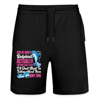 Dolphin Ask Me About Dolphins - Stanley/Stella Unisex Bio Joggingshorts Trainer  - Schwarz - Vorne - Nik (191cm) & Marisol (170cm)