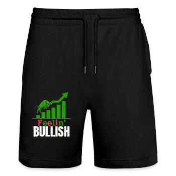 Feelin' Bullish Stock Market Trading Trader Invest - Stanley/Stella Unisex Bio Joggingshorts Trainer  - Schwarz - Vorne - Nik (191cm) & Marisol (170cm)