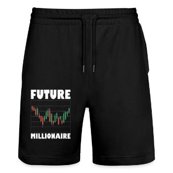 Future Millionaire Stock Market Trading Trader Inv - Stanley/Stella Unisex Bio Joggingshorts Trainer  - Schwarz - Vorne - Nik (191cm) & Marisol (170cm)