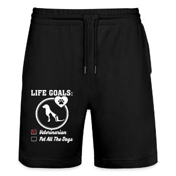 Veterinarian Veterinarian Life Goals - Stanley/Stella Trainer Unisex Organic Jogging Shorts - black - Front - Nik (191cm) & Marisol (170cm)