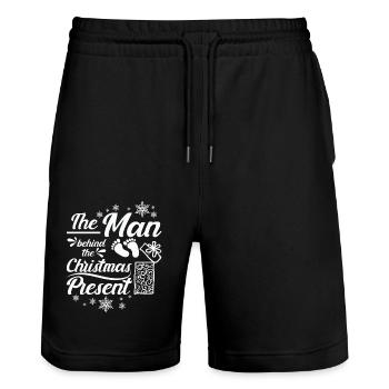 Devenir papa, l’homme derrière le cadeau de Noël - Short de jogging bio TRAINER Stanley/Stella unisexe - noir - Devant - Nik (191cm) & Marisol (170cm)