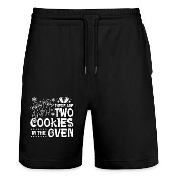 Christmas Twins, there are two cookies in the oven - Stanley/Stella Unisex Bio Joggingshorts Trainer  - Schwarz - Vorne - Nik (191cm) & Marisol (170cm)