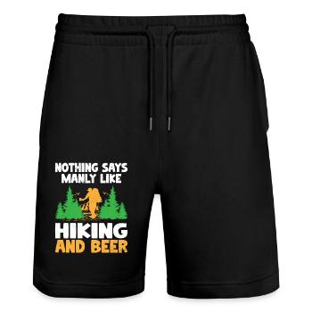 Hiking Hiker Nature Trekking Outdoor Mountaineerin - Stanley/Stella Trainer Unisex Organic Jogging Shorts - black - Front - Nik (191cm) & Marisol (170cm)
