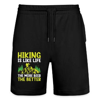 Wandern Wanderer Natur Trekking Outdoor Bergsteigerin - Stanley/Stella Unisex Bio Joggingshorts Trainer  - Schwarz - Vorne - Nik (191cm) & Marisol (170cm)