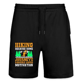 Wandern Wanderer Natur Trekking Outdoor Bergsteigerin - Stanley/Stella Unisex Bio Joggingshorts Trainer  - Schwarz - Vorne - Nik (191cm) & Marisol (170cm)