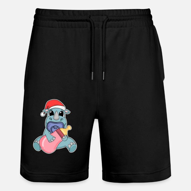 Rhinocéros Bébé Noël - Short de jogging bio TRAINER Stanley/Stella unisexe - noir