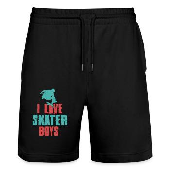 J’aime Skater Boys Skateboard Skate Skateboard - Short de jogging bio TRAINER Stanley/Stella unisexe - noir - Devant - Nik (191cm) & Marisol (170cm)