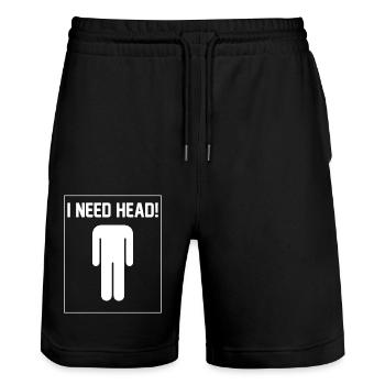 I need Head - Stanley/Stella Trainer Unisex Organic Jogging Shorts - black - Front - Nik (191cm) & Marisol (170cm)