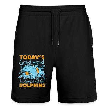 Dolphin Today's Good Mood Is - Stanley/Stella Unisex Bio Joggingshorts Trainer  - Schwarz - Vorne - Nik (191cm) & Marisol (170cm)