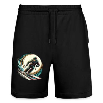 Pistenheld: Skifahrer in Aktion - Stanley/Stella Unisex Bio Joggingshorts Trainer  - Schwarz - Vorne - Nik (191cm) & Marisol (170cm)