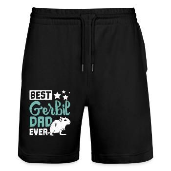 Fathers day Best gerbil dad ever - Stanley/Stella Trainer Unisex Organic Jogging Shorts - black - Front - Nik (191cm) & Marisol (170cm)