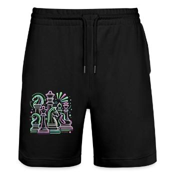 Neon Chess Futurism Chess T-shirt joueur d’échecs - Short de jogging bio TRAINER Stanley/Stella unisexe - noir - Devant - Nik (191cm) & Marisol (170cm)